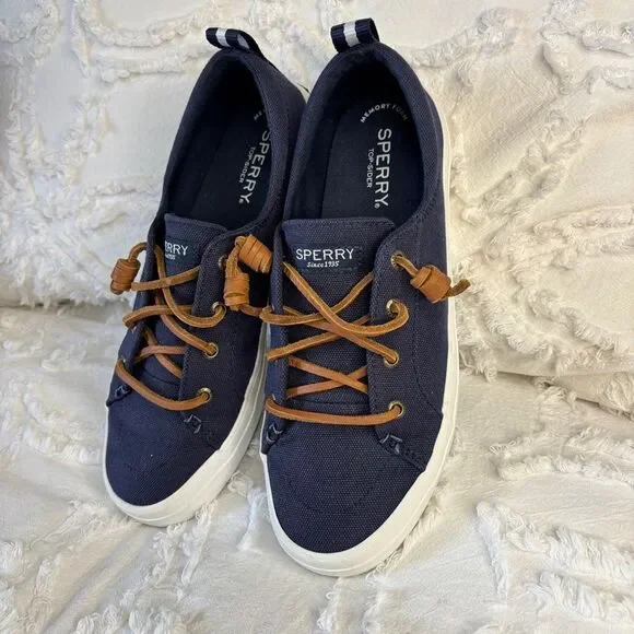 Sperry Navy Canvas Lace-Up Sneakers | Memory Foam | Women’s 7.5 - Picture 7 of 12